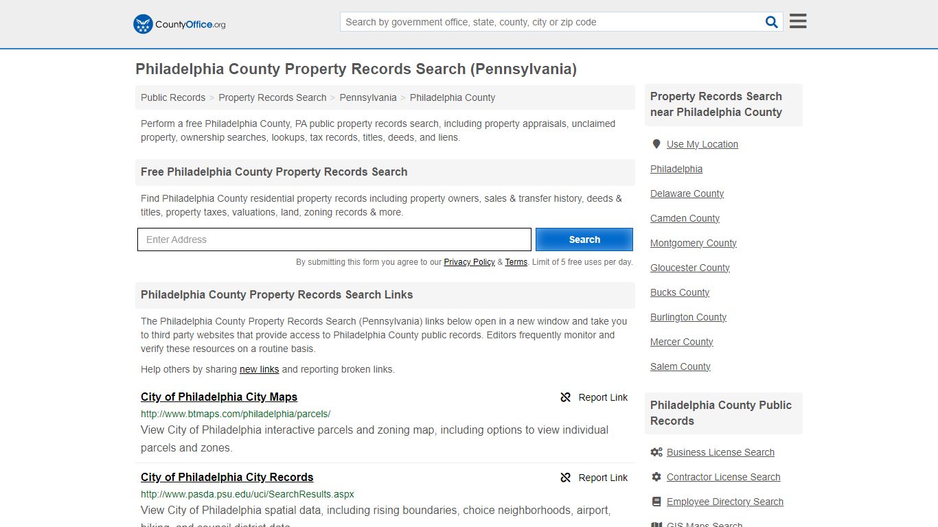 Property Records Search - Philadelphia County, PA (Assessments, Deeds ...